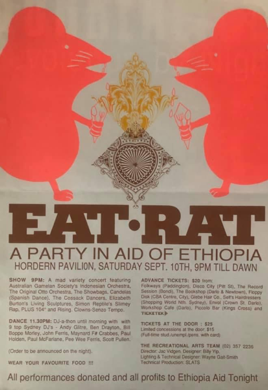 EAT RAT - A Party in Aid of Ethiopia, Hordern Pavilion, 1988